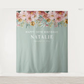 Tenture Fleurs aquarelle girly 30 ans chic bleu  (Devant)