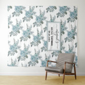 Tenture Fleurs aquarelles bleu poussiéreux shower de maria (En situation (horizontale))