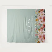 Tenture Fleurs aquarelles féminines 30 ans bleu chic  (Devant (Horizontal))