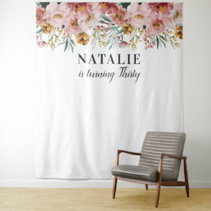 Tenture Fleurs aquarelles féminines âge anniversaire modif