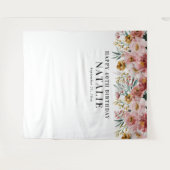 Tenture Fleurs aquarelles féminines éditable âge anniversa (Devant (Horizontal))