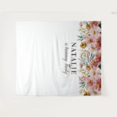 Tenture Fleurs aquarelles féminines éditable âge anniversa (Devant (Horizontal))