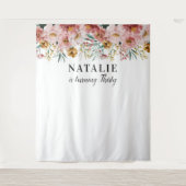 Tenture Fleurs aquarelles féminines éditable âge anniversa (Devant)