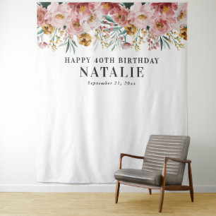 Tenture Fleurs aquarelles féminines modifiables âge annive