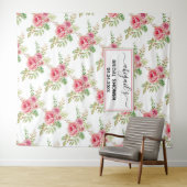 Tenture Fleurs aquarelles roses douche de mariage (En situation (horizontale))