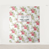 Tenture Fleurs aquarelles roses douche de mariage (Devant)