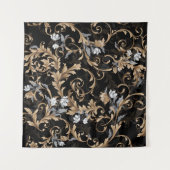 Tenture Fleurs baroques classiques : arrière - plan noir. (Devant (Horizontal))