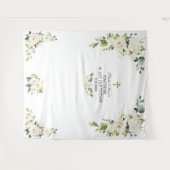 Tenture Fleurs blanches de charme Prop de 1er anniversaire (Devant (Horizontal))