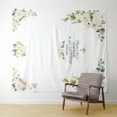 Tenture Fleurs blanches de charme Prop pour baptême de 1er (En situation (horizontale))