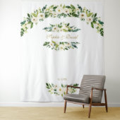 Tenture Fleurs blanches délicates Mariage Photo Booth Prop (En situation)
