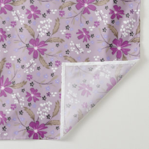Tenture Fleurs blanches et violettes sur un fond lilas pâl