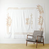 Tenture Fleurs Blanches Herbe des Pampas Photobooth Mariag (En situation (horizontale))