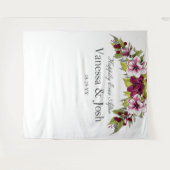 Tenture Fleurs blanches magenta élégant  Botanique verte (Devant (Horizontal))