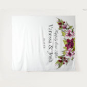 Tenture Fleurs blanches magenta élégantes  Botaniques vert (Devant (Horizontal))