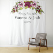 Tenture Fleurs blanches magenta élégantes  Botaniques vert (En situation)