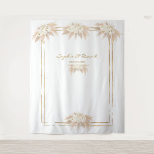 Tenture Fleurs blanches Pampas Grass Photo Booth Mariage