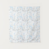 Tenture Fleurs blanches sur bleu clair. (Devant)