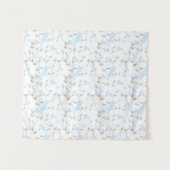 Tenture Fleurs blanches sur bleu clair. (Devant (Horizontal))