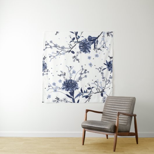 Tenture Fleurs bleues (En situation)