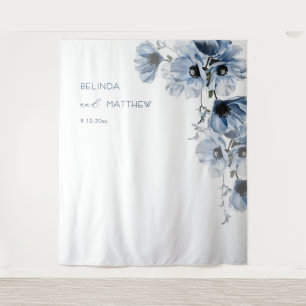 Tenture Fleurs bleues artistiques Mariage