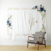 Tenture Fleurs bleues Bleues Photo Booth Anniversaire Bapt (En situation (horizontale))