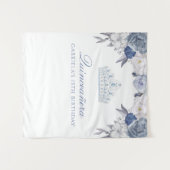 Tenture Fleurs bleues et blanches | Fond de Quinceanera (Devant (Horizontal))