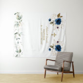 Tenture Fleurs Bleues Garçons Jumeaux 1er Anniversaire Bap (En situation (horizontale))