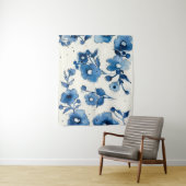 Tenture Fleurs bleues indépendantes (En situation)