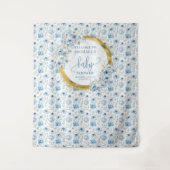 Tenture Fleurs bleues pastel adorables shower bébé doré (Devant)