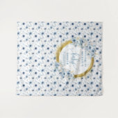Tenture Fleurs bleues pastel classiques en or pour une bab (Devant (Horizontal))