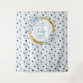 Tenture Fleurs bleues pastel classiques en or pour une bab (Devant)