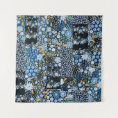 Tenture Fleurs Bleues Patchwork : Tissu sans couture. (Devant (Horizontal))