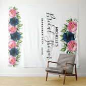 Tenture Fleurs bleues roses poussiéreuses blanches pour Ba (En situation (horizontale))