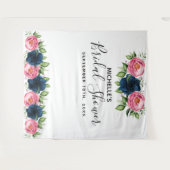 Tenture Fleurs bleues roses poussiéreuses blanches pour Ba (Devant (Horizontal))