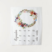 Tenture Fleurs Bohèmes d'Automne Monogramme Étape Bébé Pho (Devant)