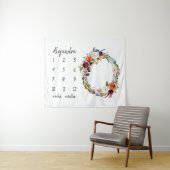 Tenture Fleurs Bohèmes d'Automne Monogramme Photo d'Étape  (En situation (horizontale))