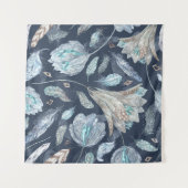 Tenture Fleurs Boho Chic : Aquarelle bleu foncé P (Devant (Horizontal))