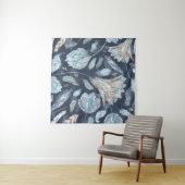 Tenture Fleurs Boho Chic : Aquarelle bleu foncé P (En situation (horizontale))