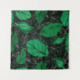 Tenture  Fleurs botaniques florales roses. Feuilles de pri