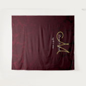Tenture Fleurs Bourgogne Or Mariage Monogramme Photobooth (Devant (Horizontal))
