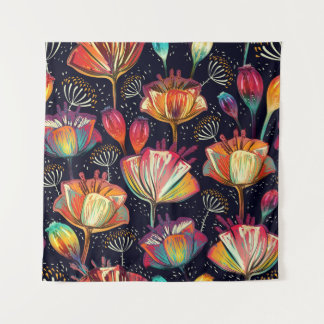 Tenture Fleurs colorées Plante Motif Vintage