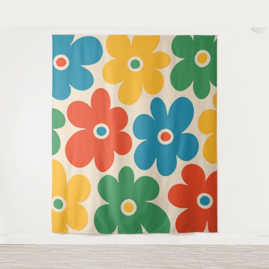 Tenture Fleurs colorées rétro Motif (Devant)