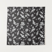Tenture Fleurs cosmos blanches : motif isolé. (Devant (Horizontal))