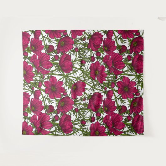 Tenture Fleurs Cosmos roses (Devant (Horizontal))