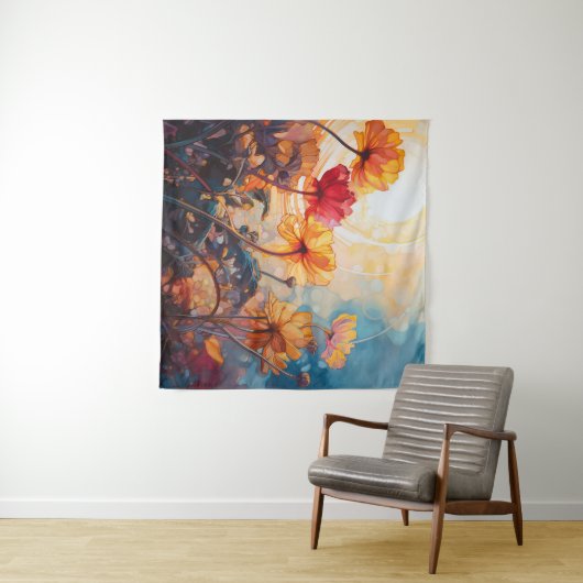 Tenture Fleurs dans la peinture d'aquarelle du soleil du m (En situation (horizontale))