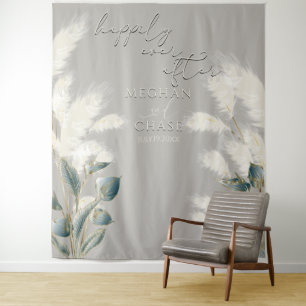 Tenture Fleurs d'Anthurium Smokey Teal Herbe des Pampas Iv