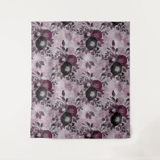 Tenture Fleurs d'aquarelle bordeaux. (Devant)