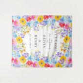 Tenture Fleurs d'aquarelle brillantes Mariage d'accueil (Devant (Horizontal))