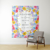 Tenture Fleurs d'aquarelle brillantes Mariage d'accueil (En situation)