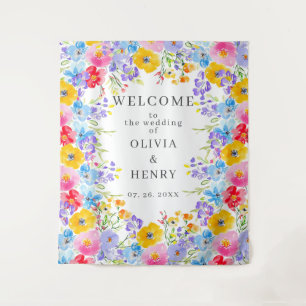 Tenture Fleurs d'aquarelle brillantes Mariage d'accueil